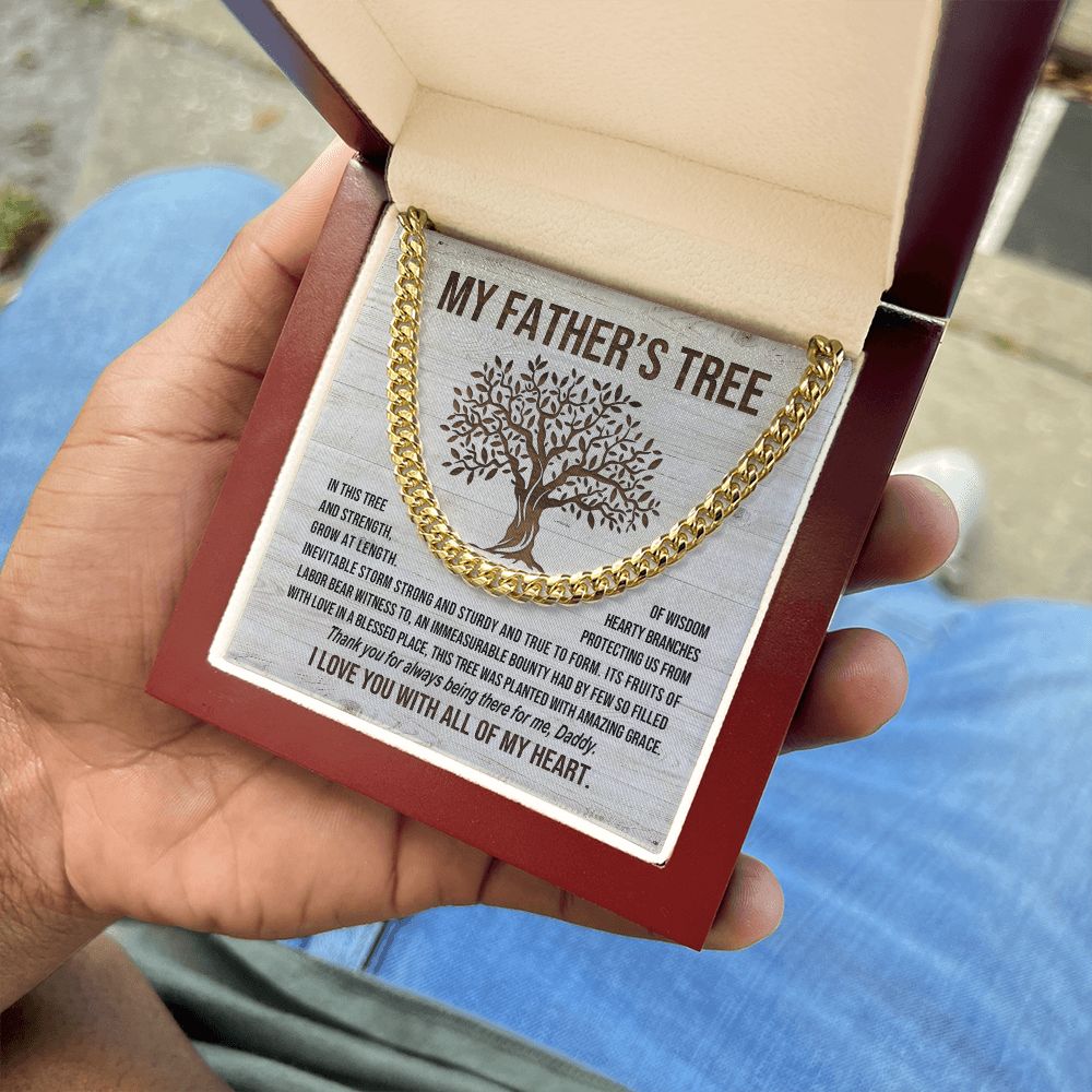 Father's Tree Cuban Chain Necklace