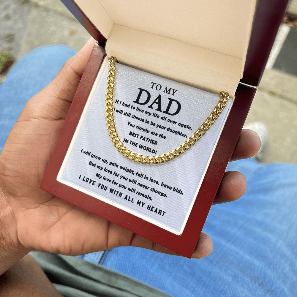 Dad Gift - Cuban Link Chain Necklace - All Of My heart