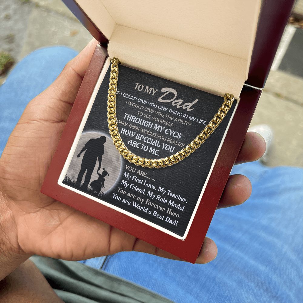 To My Dad Gift From Daughter - My Forever Hero - Cuban Link Chain Necklace