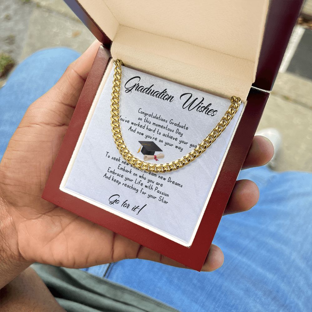 Graduation Gift For Him - Cuban Link Chain Necklace - Go For It