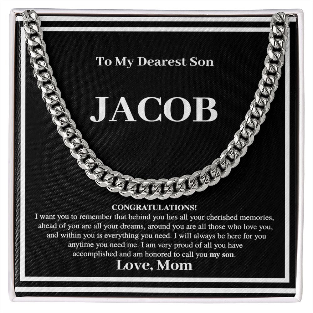 Son Gift From Mom - Personalized Cuban Chain Link Necklace - Congratulations