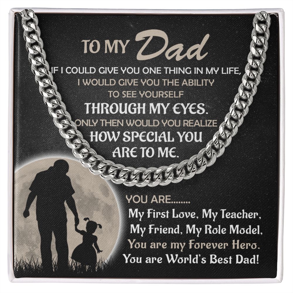 To My Dad Gift From Daughter - My Forever Hero - Cuban Link Chain Necklace