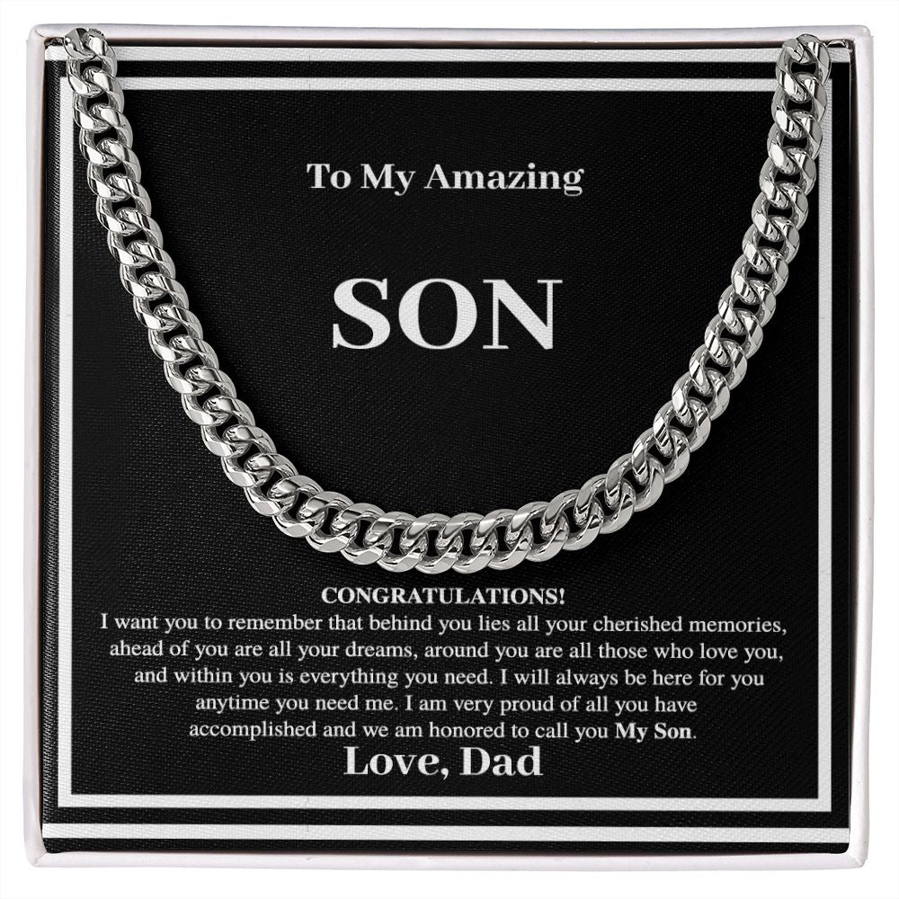 Son Gift From Dad - Cuban Chain Link Necklace - Congratulations