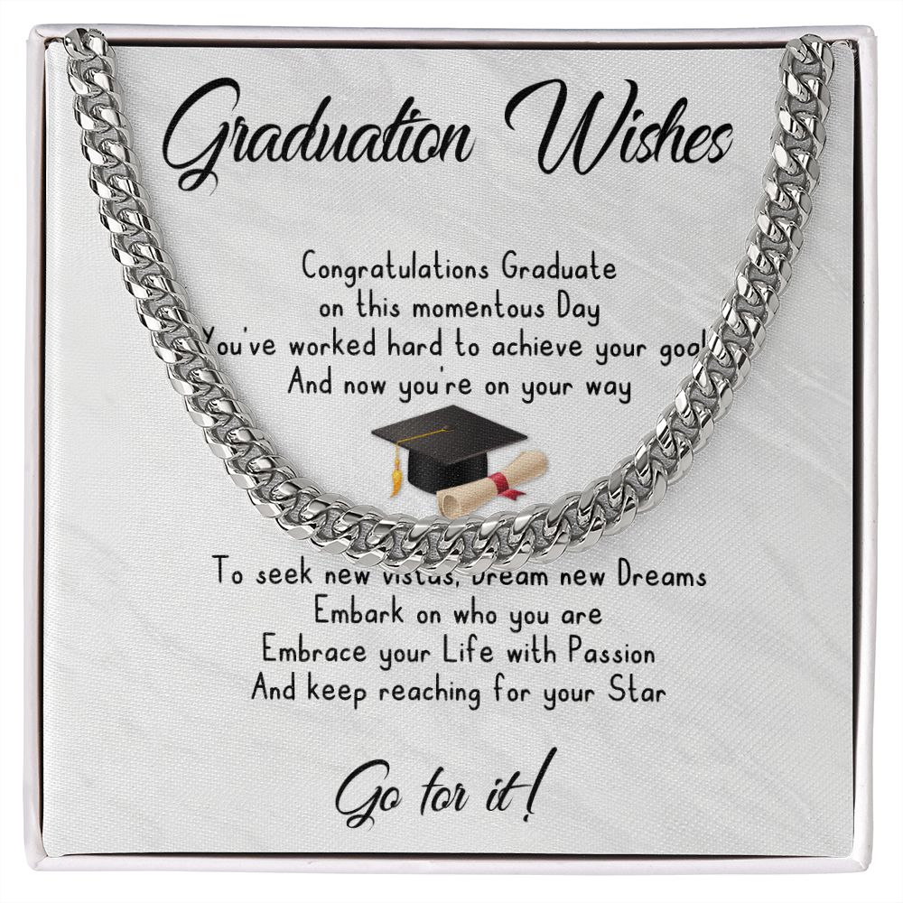 Graduation Gift For Him - Cuban Link Chain Necklace - Go For It