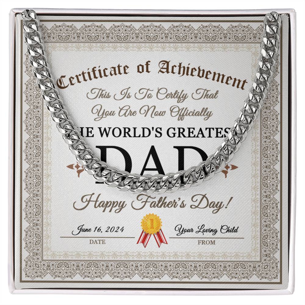 Dad Cuban Chain Link Necklace Gift -The World's Greatest Dad