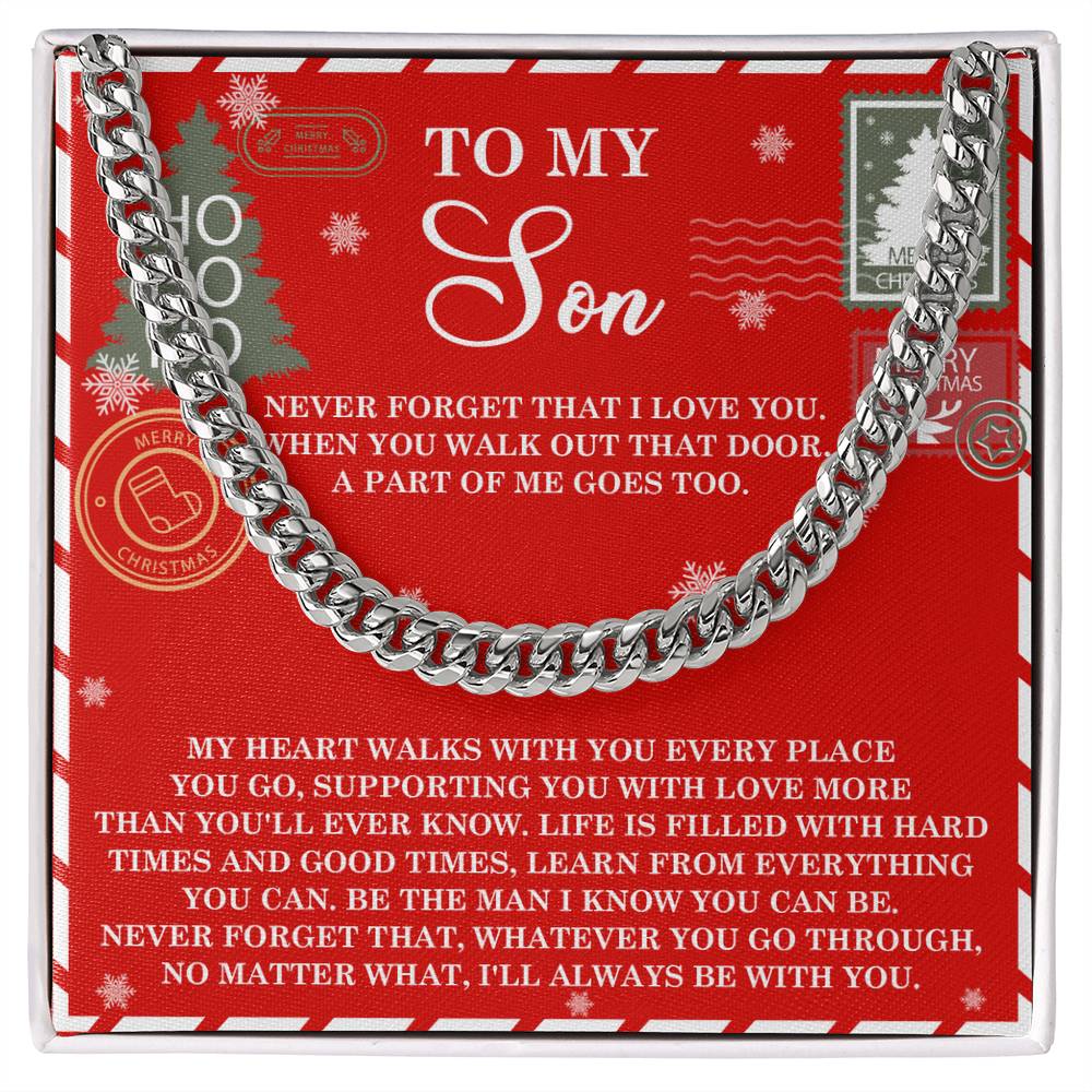 Son Gift - Cuban Link Chain Necklace - That Door - Never Forget That I Love You