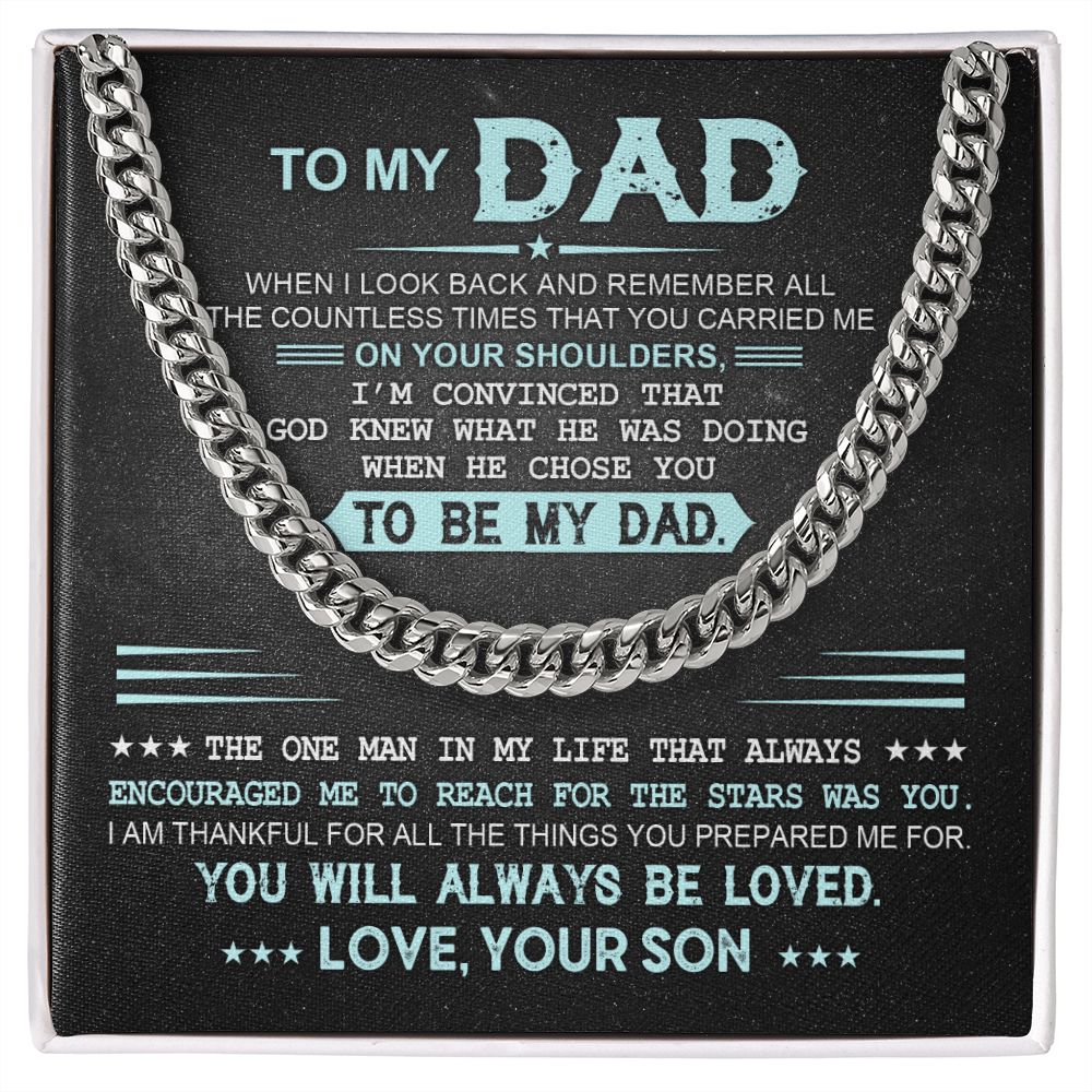 Dad Gift From Son - God Chose You - Cuban Chain Necklace