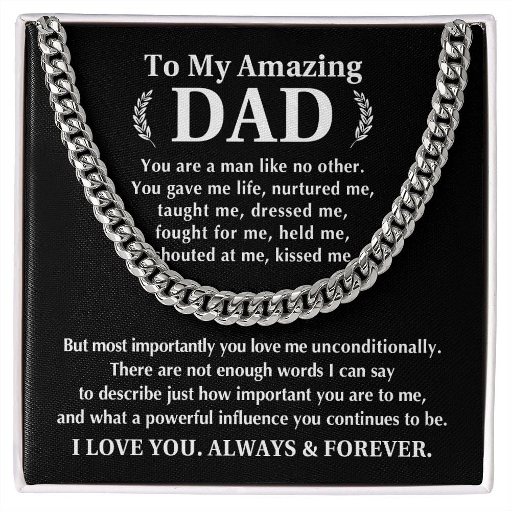 To My Amazing Dad Cuban Chain