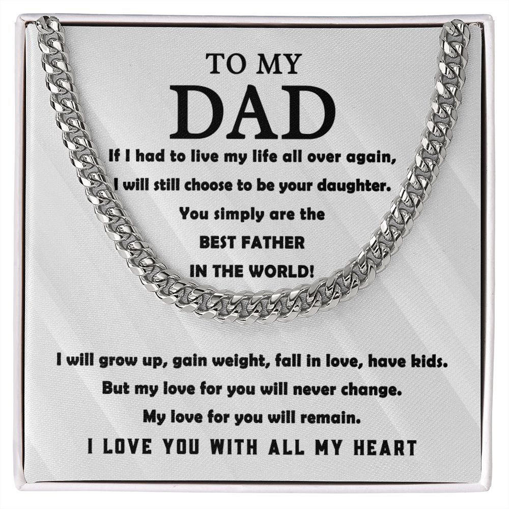 Dad Gift - Cuban Link Chain Necklace - All Of My heart