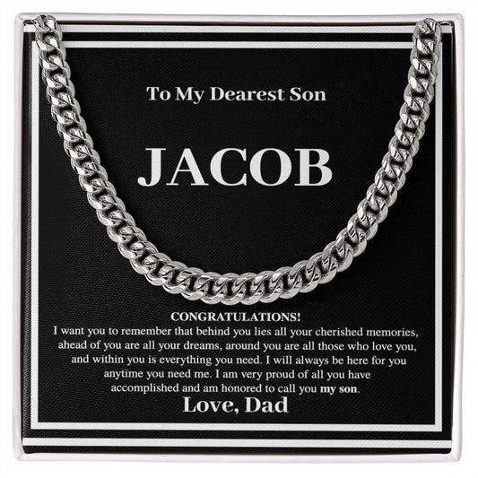 Son Gift From Dad - Personalized Cuban Chain Link Necklace - Congratulations