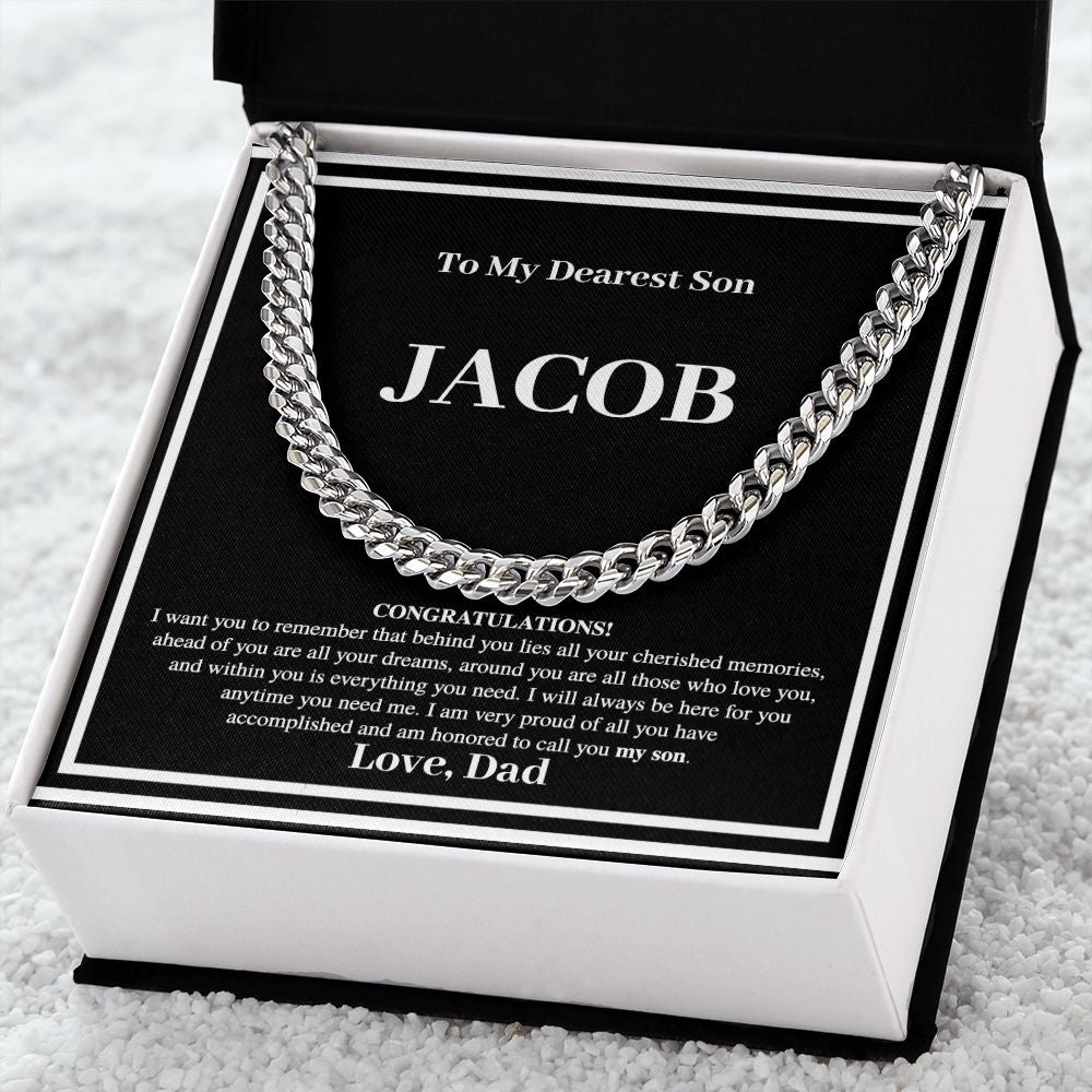 Son Gift From Dad - Personalized Cuban Chain Link Necklace - Congratulations