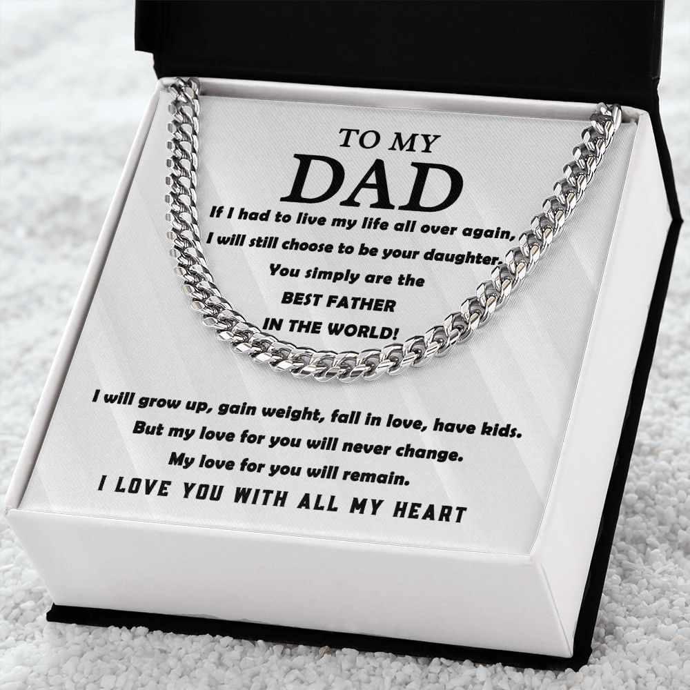 Dad Gift - Cuban Link Chain Necklace - All Of My heart