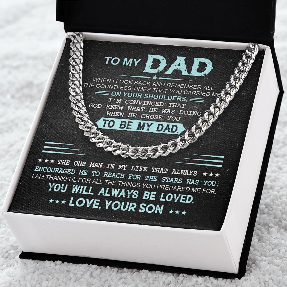 Dad Gift From Son - God Chose You - Cuban Chain Necklace