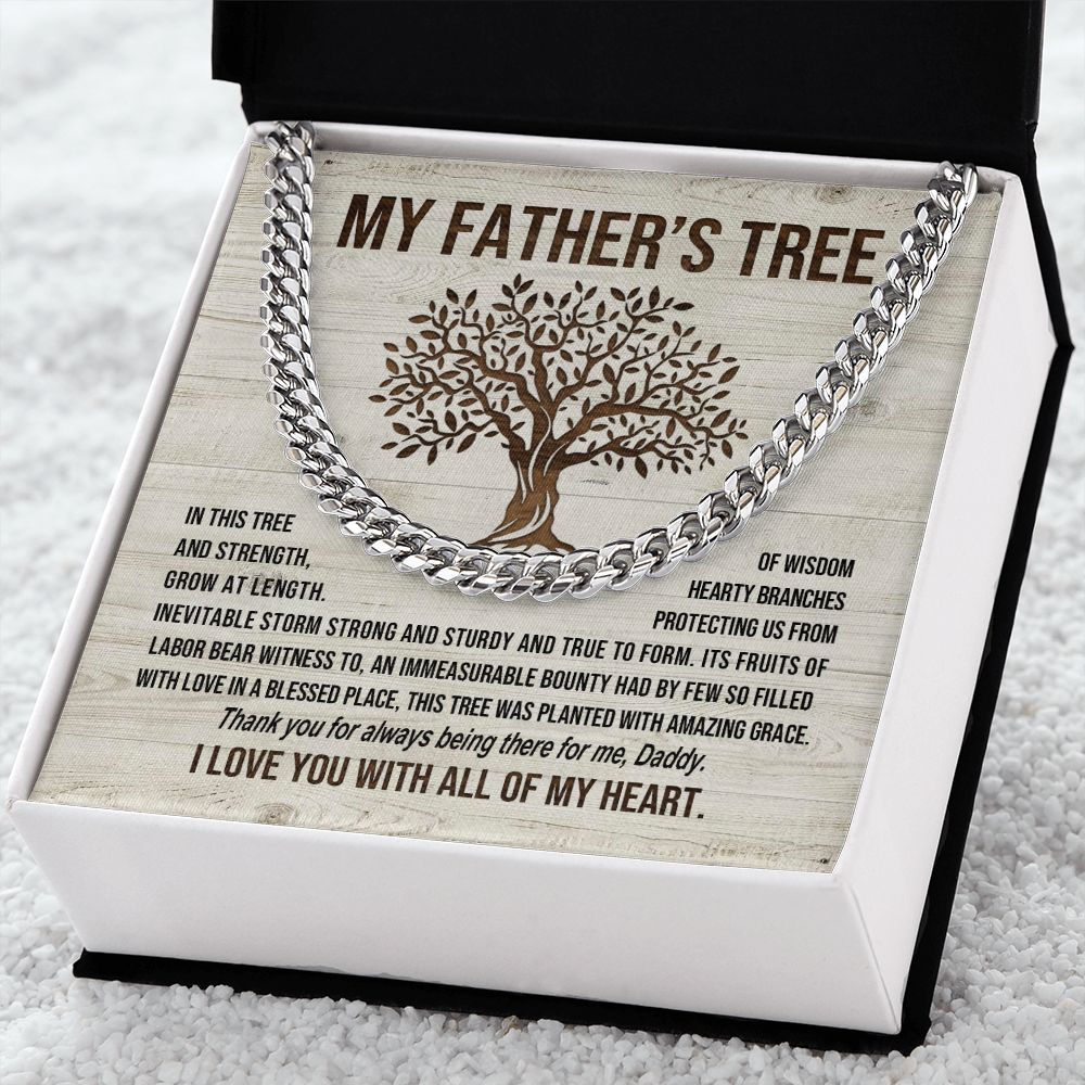 Father's Tree Cuban Chain Necklace