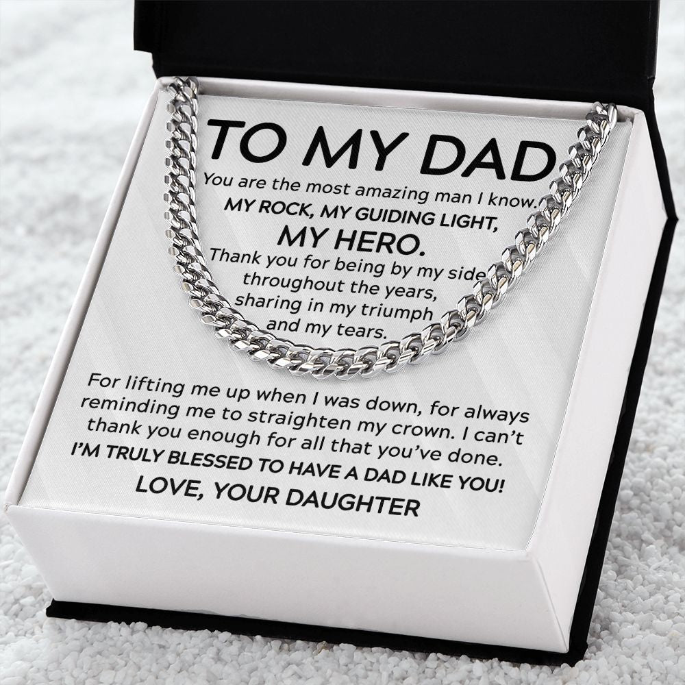 To My Dad Gift From Daughter - You Are  My Guiding Light - Cuban Link Chain