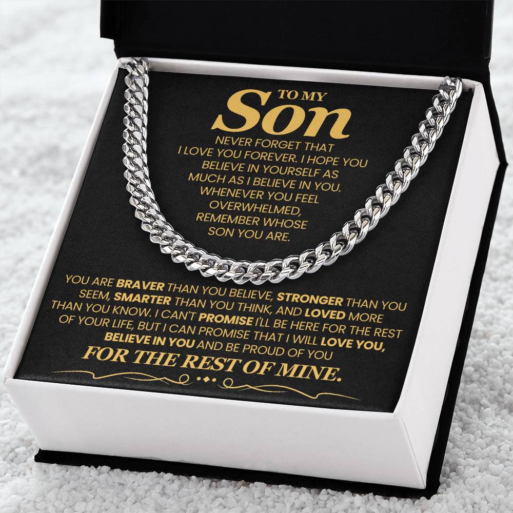 Gift For My Son - You Are Braver, Stronger and Smarter - Cuban Chain Link Necklace