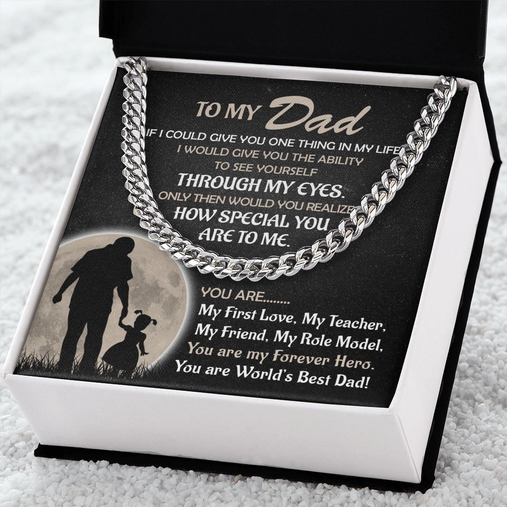 To My Dad Gift From Daughter - My Forever Hero - Cuban Link Chain Necklace