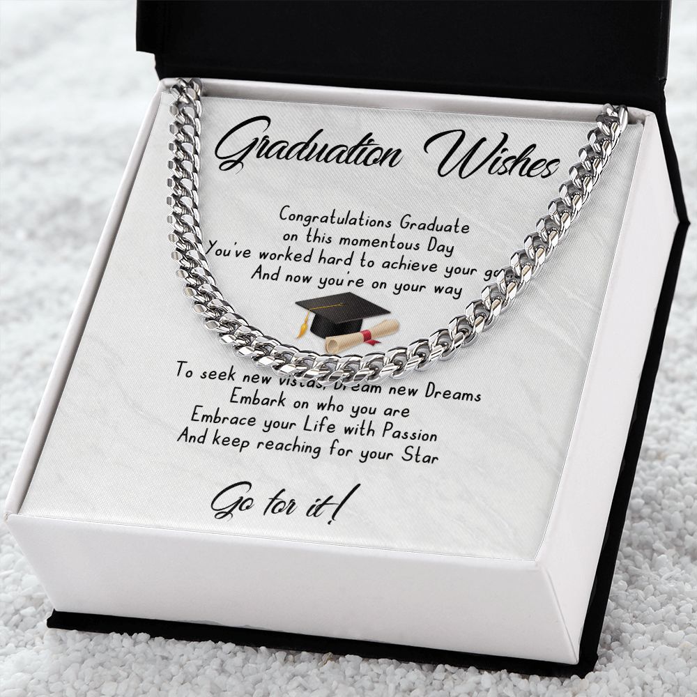 Graduation Gift For Him - Cuban Link Chain Necklace - Go For It