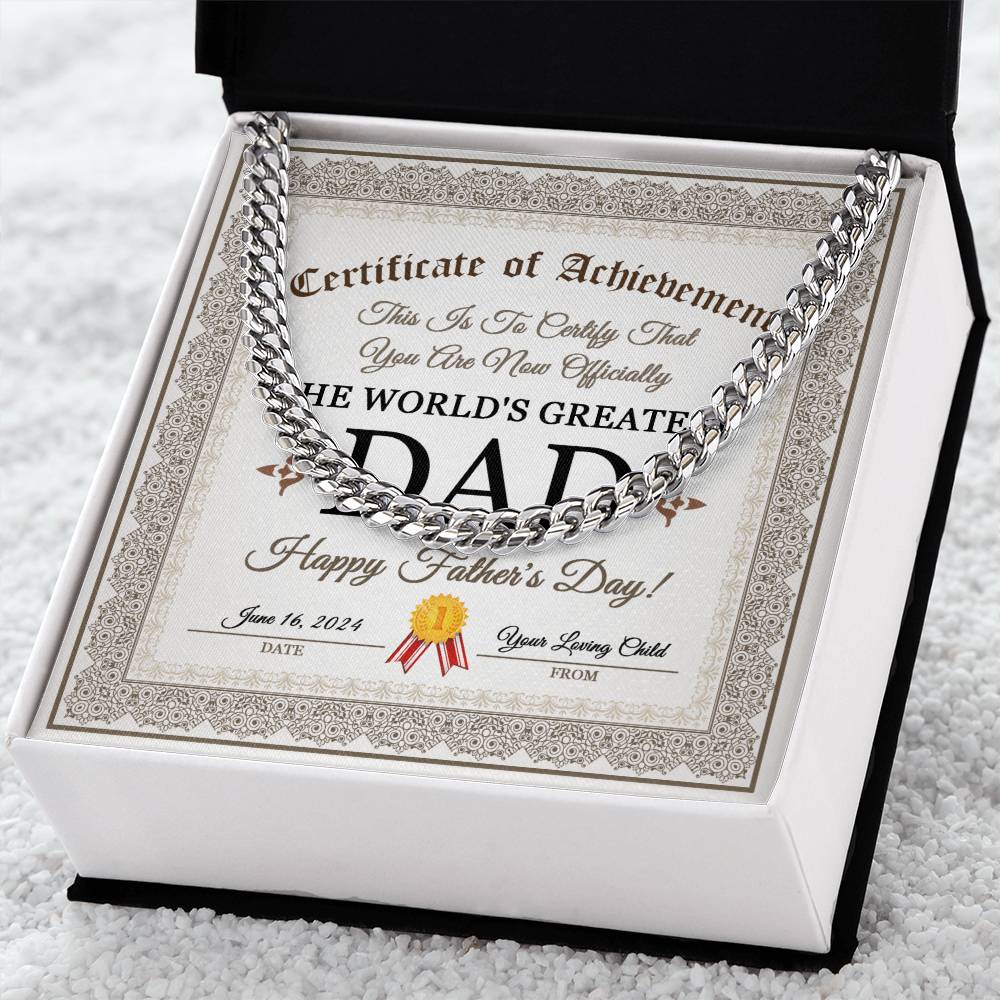 Dad Cuban Chain Link Necklace Gift -The World's Greatest Dad