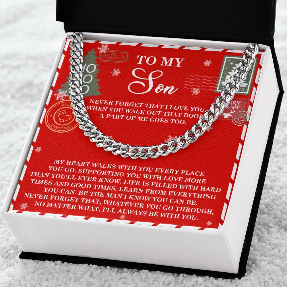 Son Gift - Cuban Link Chain Necklace - That Door - Never Forget That I Love You