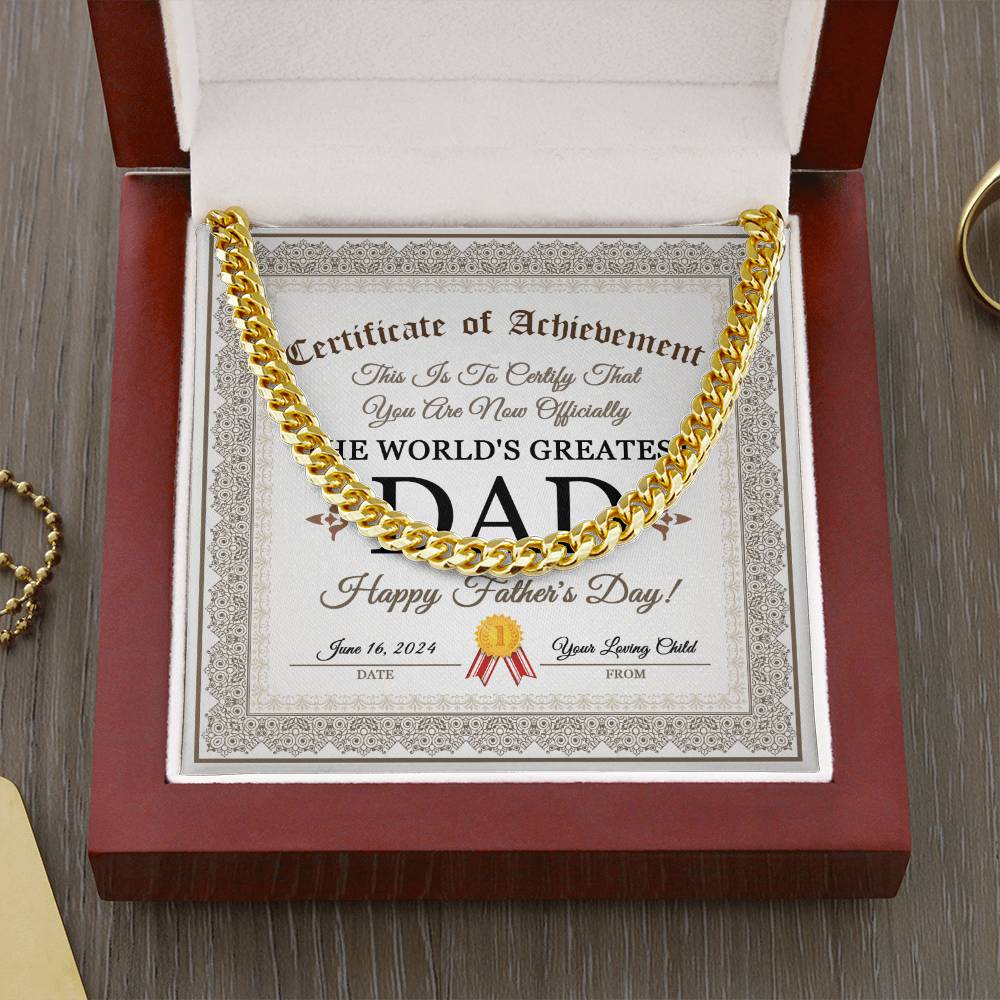 Dad Cuban Chain Link Necklace Gift -The World's Greatest Dad