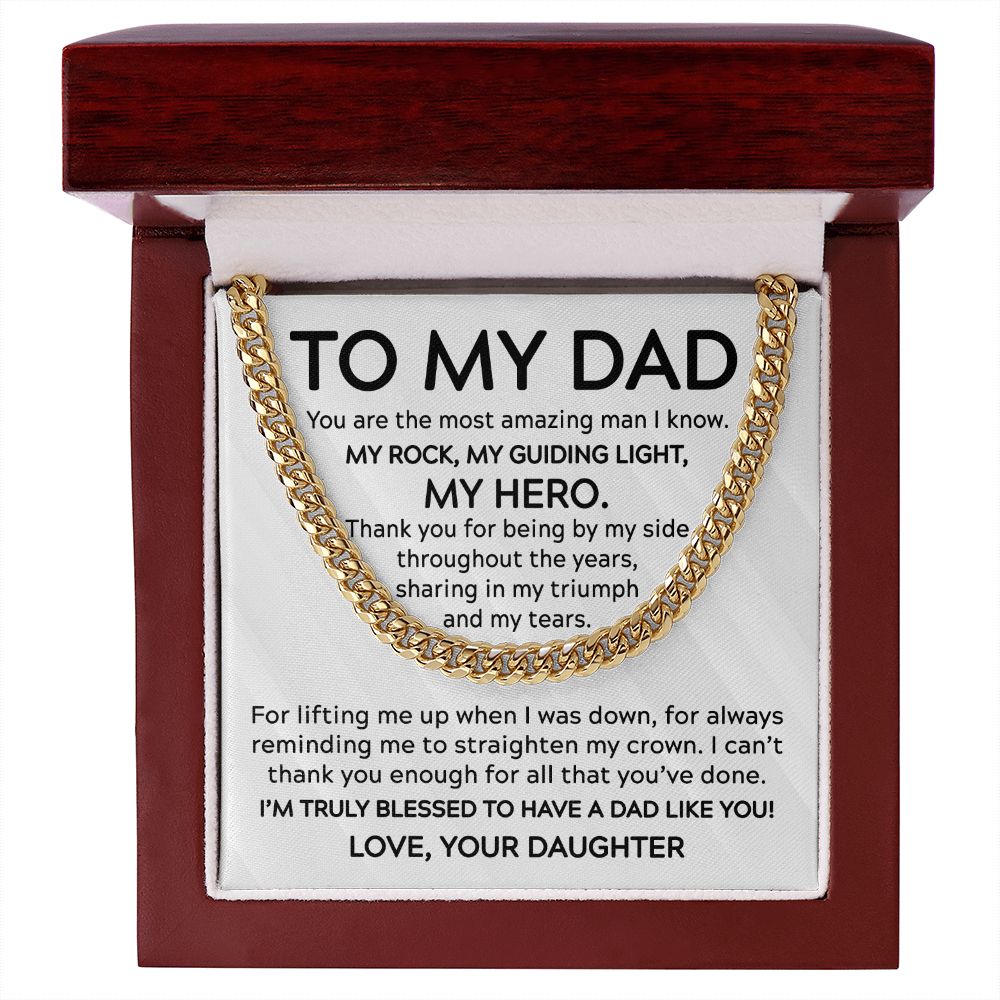 To My Dad Gift From Daughter - You Are  My Guiding Light - Cuban Link Chain