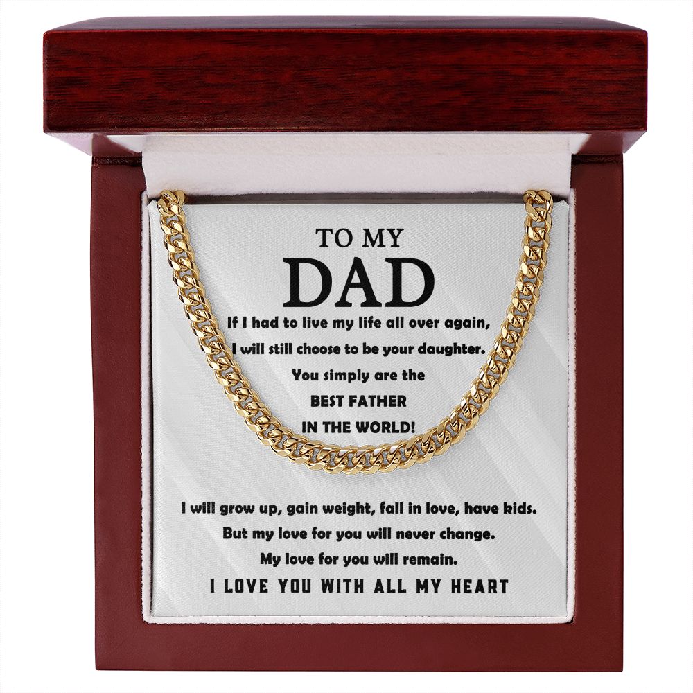 Dad Gift - Cuban Link Chain Necklace - All Of My heart