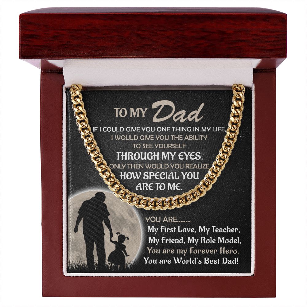 To My Dad Gift From Daughter - My Forever Hero - Cuban Link Chain Necklace