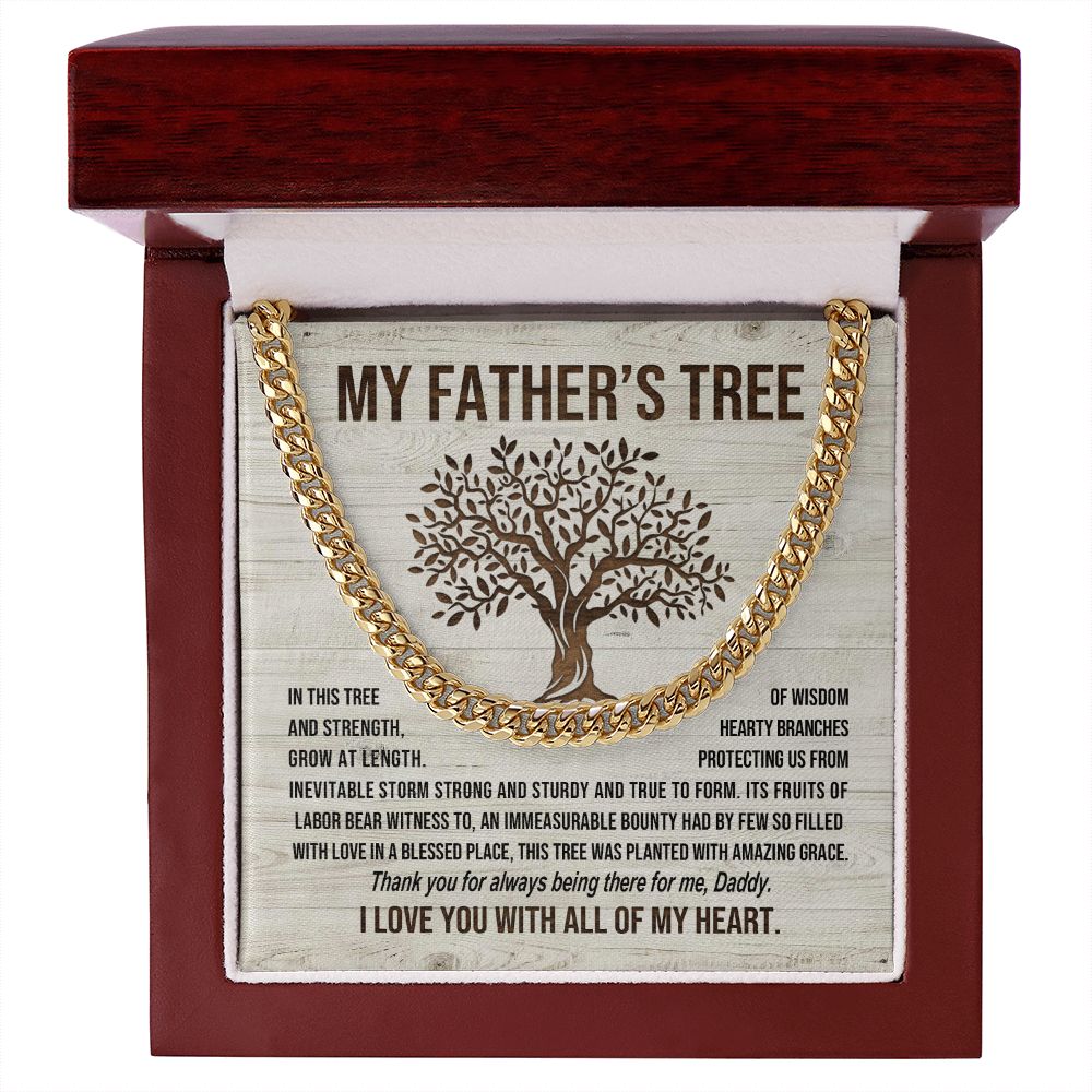 Father's Tree Cuban Chain Necklace