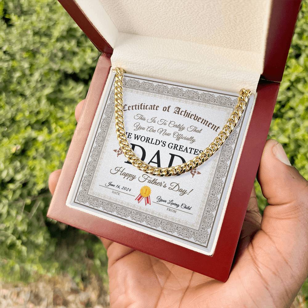 Dad Cuban Chain Link Necklace Gift -The World's Greatest Dad