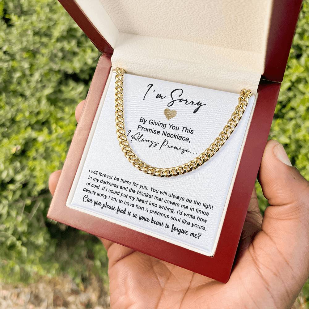 I'm Sorry Gift For Him - Be The Light - Cuban Chain Link Necklace