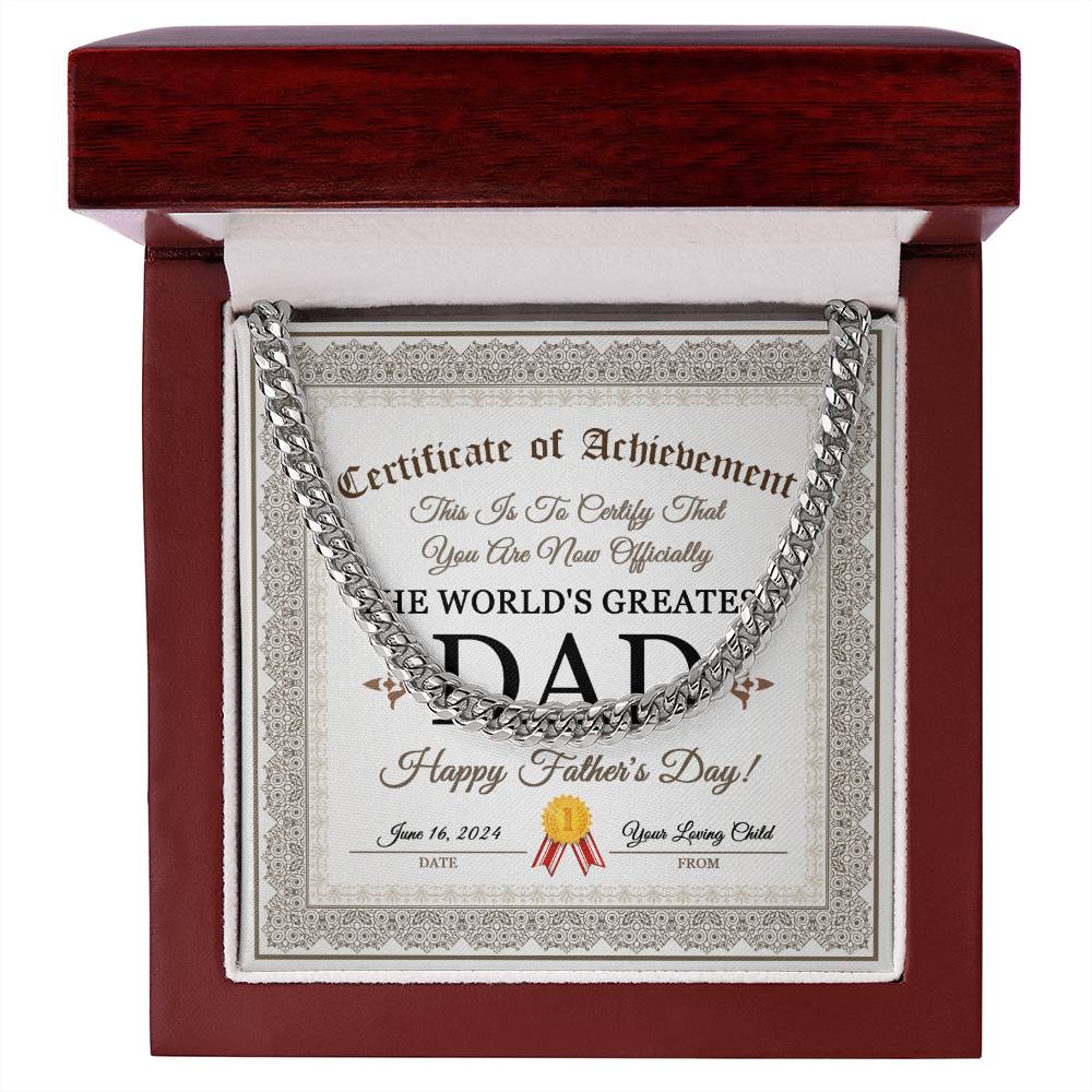 Dad Cuban Chain Link Necklace Gift -The World's Greatest Dad