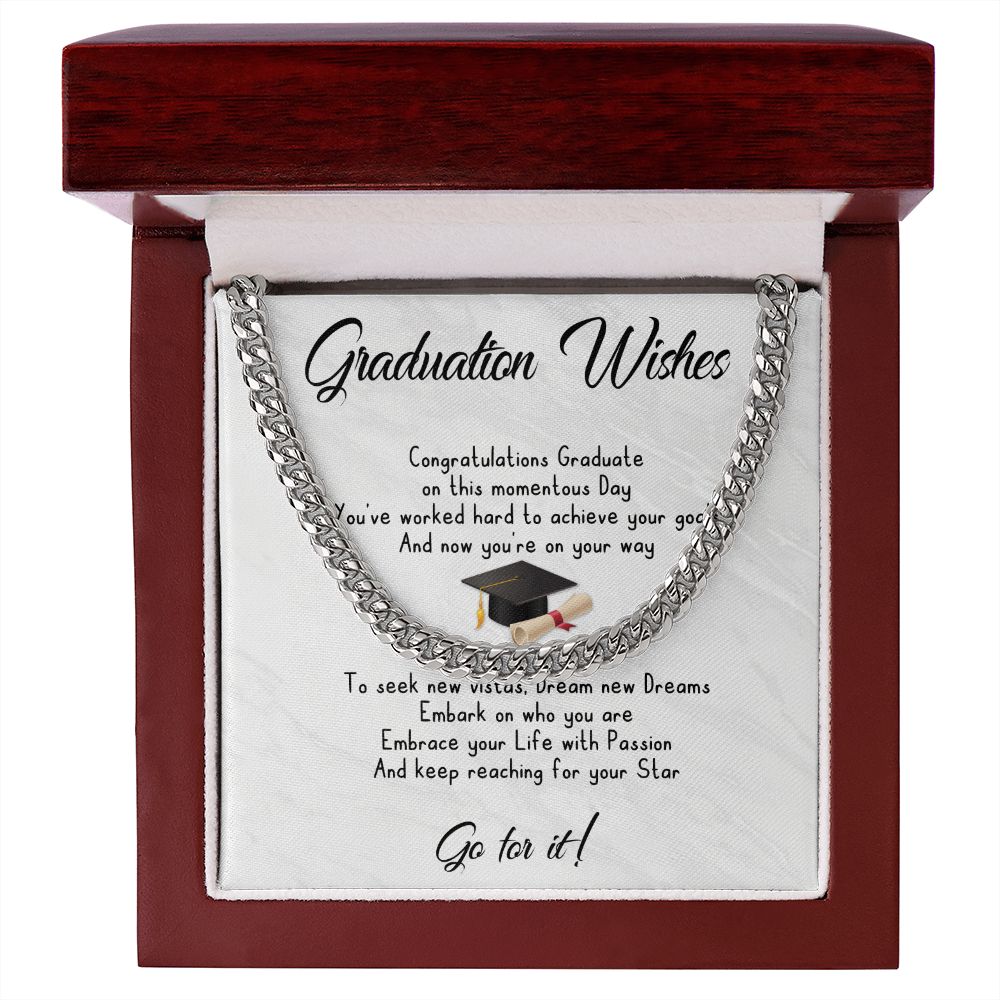 Graduation Gift For Him - Cuban Link Chain Necklace - Go For It