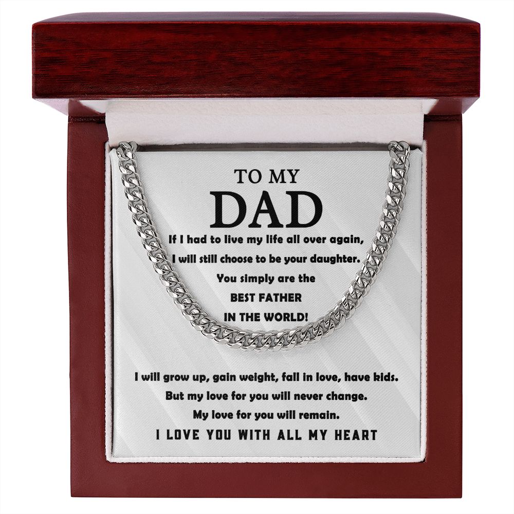 Dad Gift - Cuban Link Chain Necklace - All Of My heart