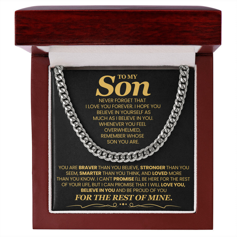 Gift For My Son - You Are Braver, Stronger and Smarter - Cuban Chain Link Necklace