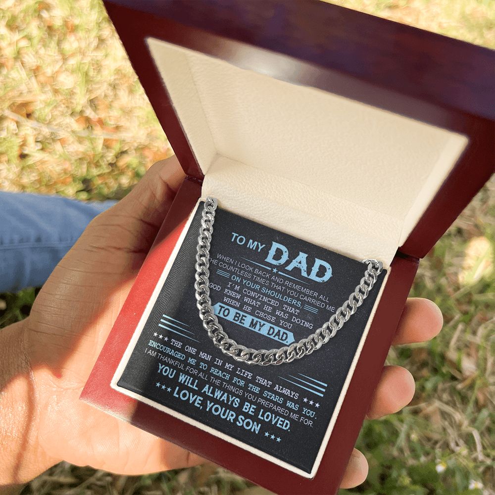 Dad Gift From Son - God Chose You - Cuban Chain Necklace