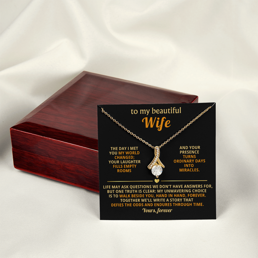 To My Beautiful Wife - Hand in Hand - Timeless Alluring Beauty Necklace in a Luxury Gift