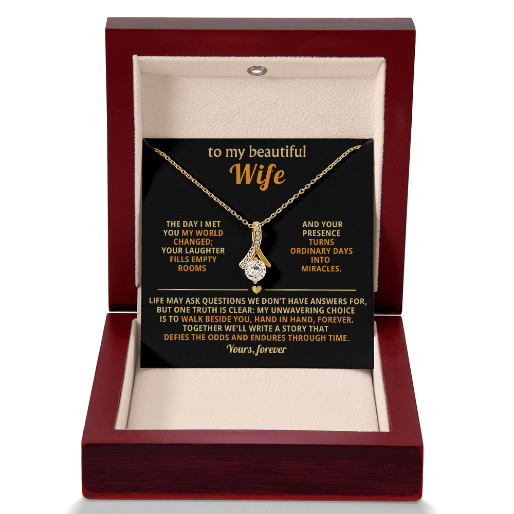 To My Beautiful Wife - Hand in Hand - Timeless Alluring Beauty Necklace in a Luxury Gift