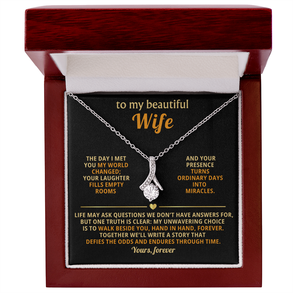To My Beautiful Wife - Hand in Hand - Timeless Alluring Beauty Necklace in a Luxury Gift