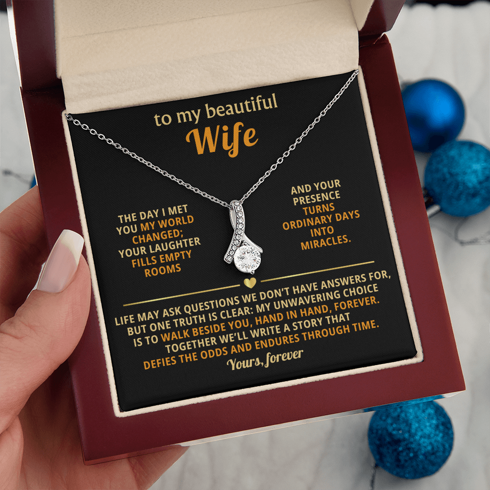 To My Beautiful Wife - Hand in Hand - Timeless Alluring Beauty Necklace in a Luxury Gift