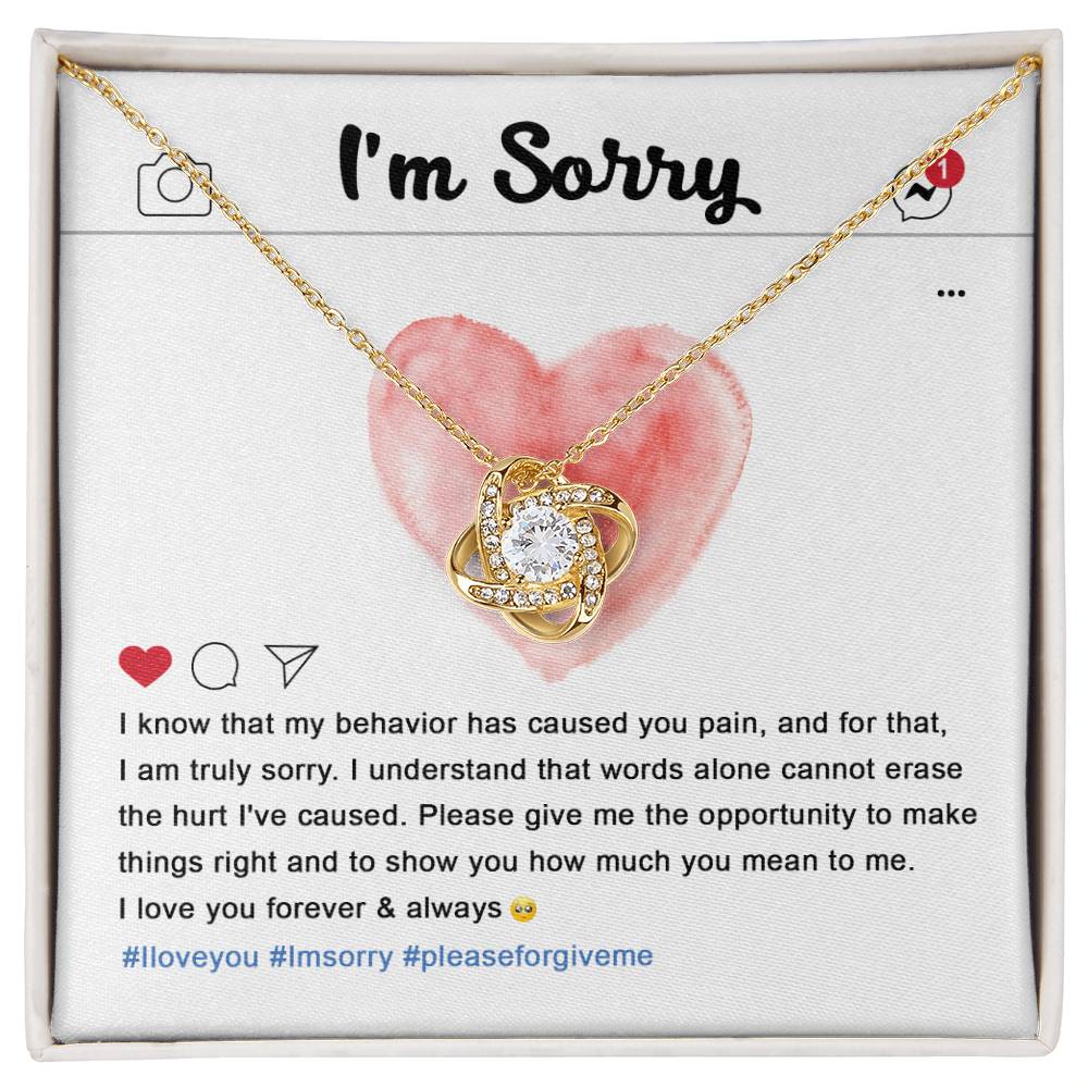 Apology Jewelry Gift - Love Knot Necklace - Cannot Erase