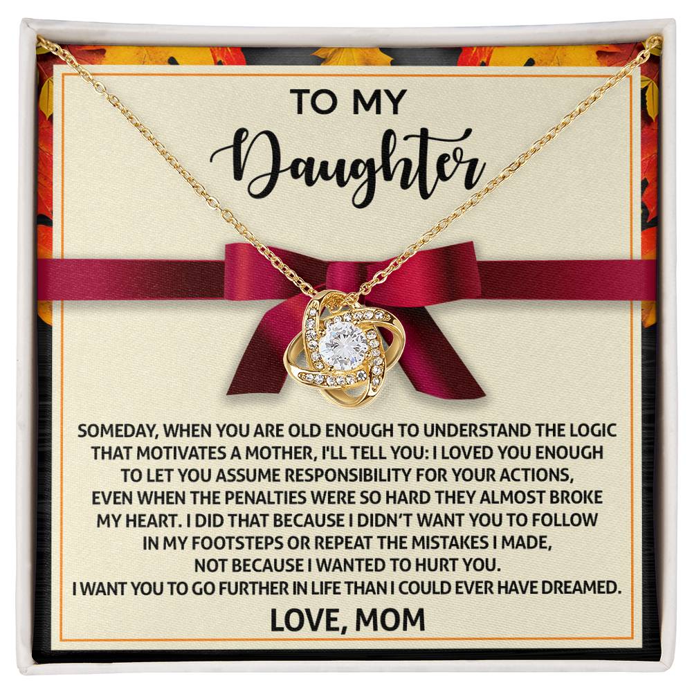 To My Daughter Jewelry Gift -Further In Life - Love Knot Necklace