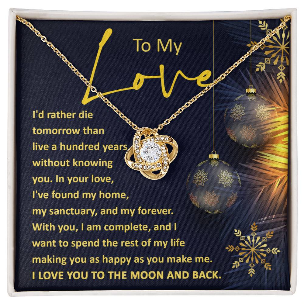 Soulmate Christmas Gift - Love Knot Necklace - My Love A Hundred Years