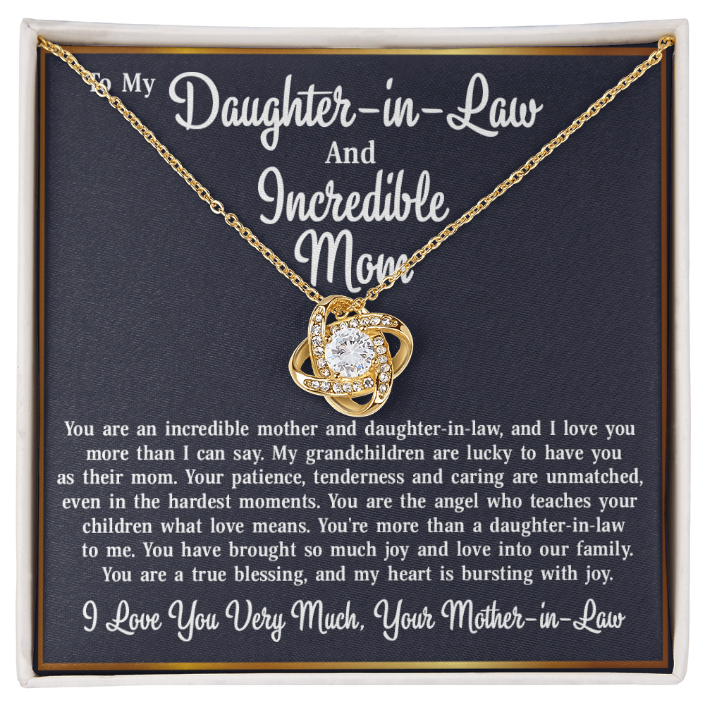 To My Daughter-in-Law From Mother-in-Law - Love Knot Necklace Jewelry Gift - Incredible Mother and Daughter in Law