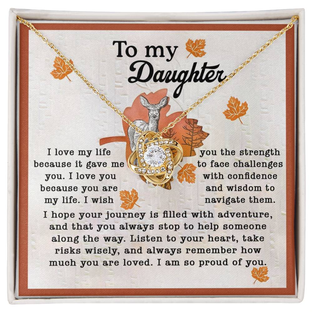 To My Daughter Jewelry Gift - Life Gave Me You - Love Knot Necklace