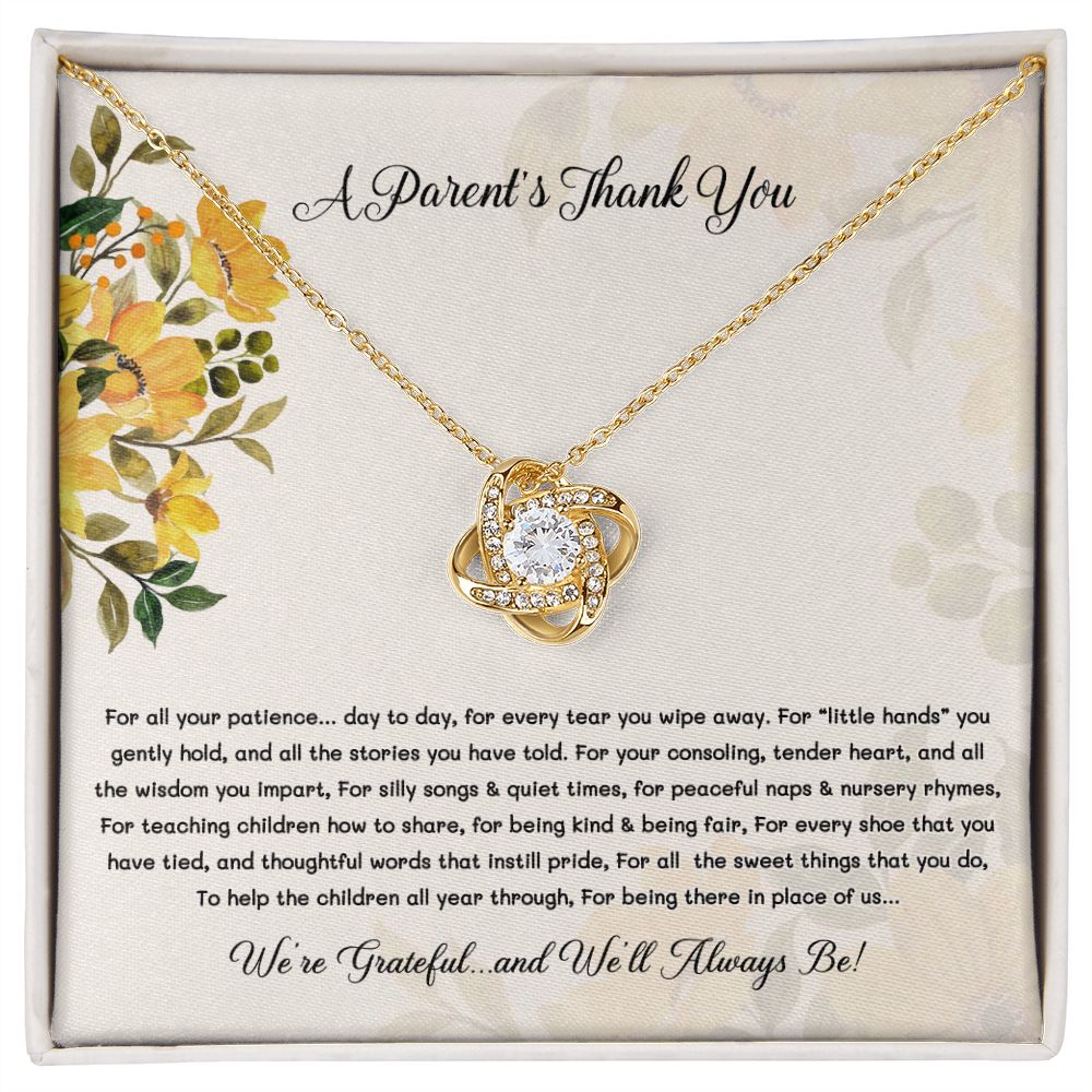 Teacher Appreciation Gifts - Necklace - A Parents Thank You