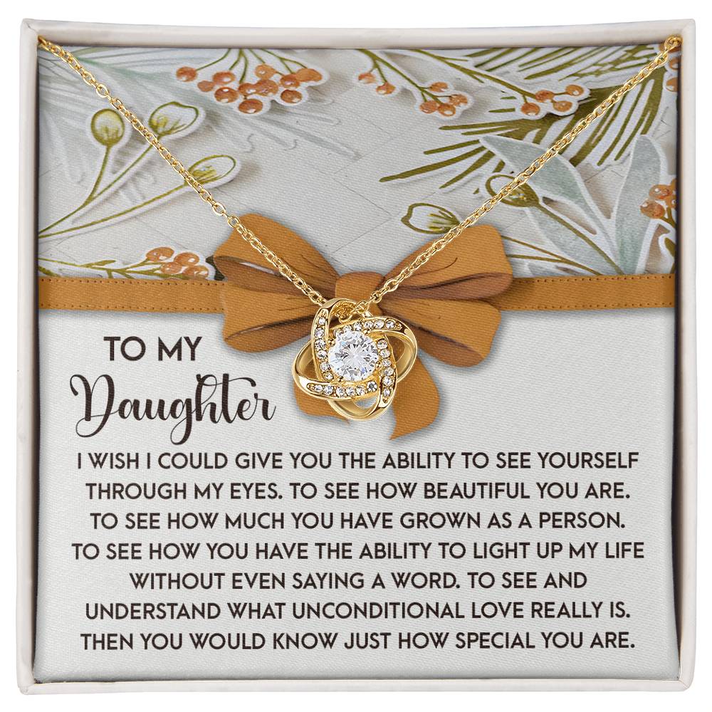 Daughter Jewelry Gift - Knot Of Love Necklace - You Light Up My Life Without Saying A Word