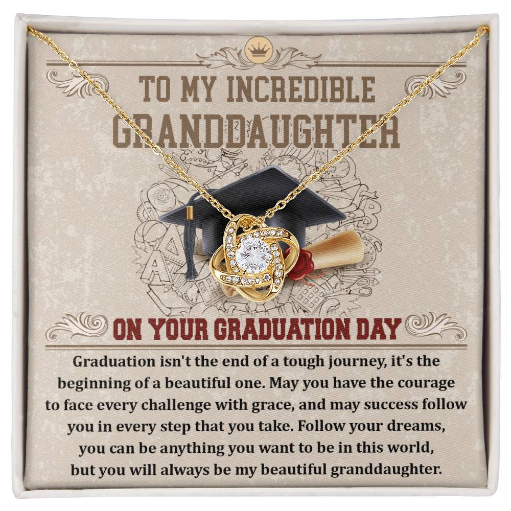 Granddaughter Graduation Gift - Your Graduation Day -  Love Knot  Necklace