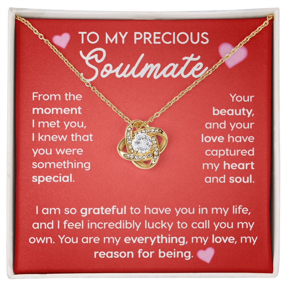 To My Precious Soulmate Love Knot  Necklace