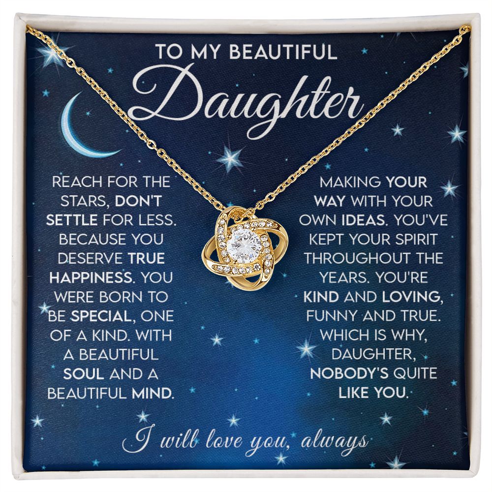 Daughter - Reach for the Stars Love Knot  Necklace